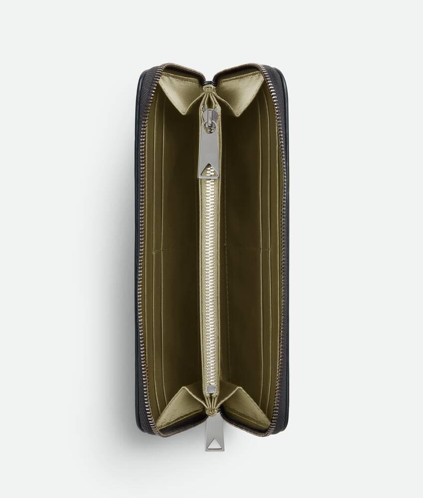 Men's Intrecciato Zip Around Wallet in Shadow/olive oil Product Image