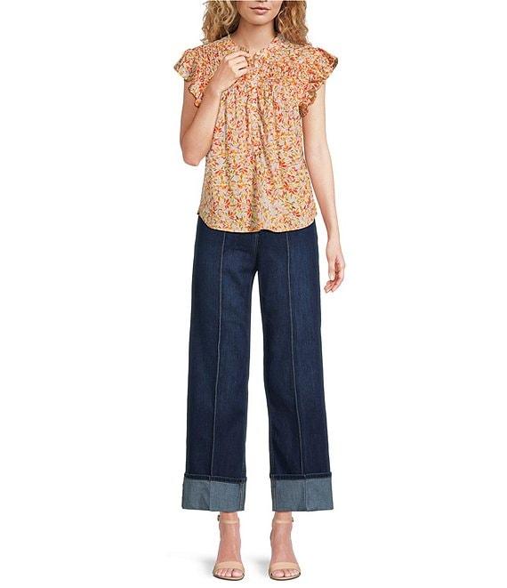 Dear John Holly Stretch Denim High Rise Cropped Wide Leg Jeans Product Image