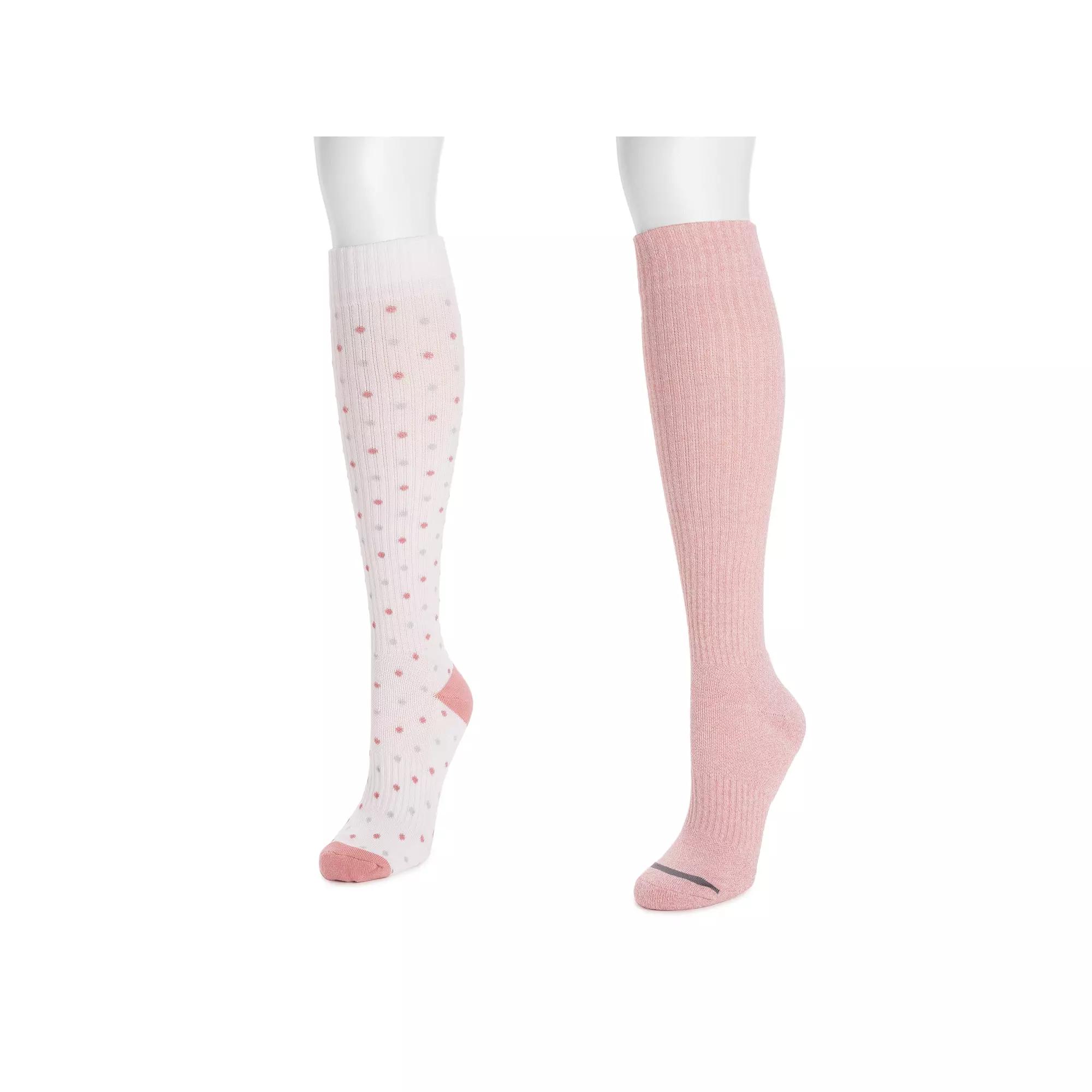 Womens MUK LUKS Cotton Compression Knee-High Socks 2-Pack Product Image