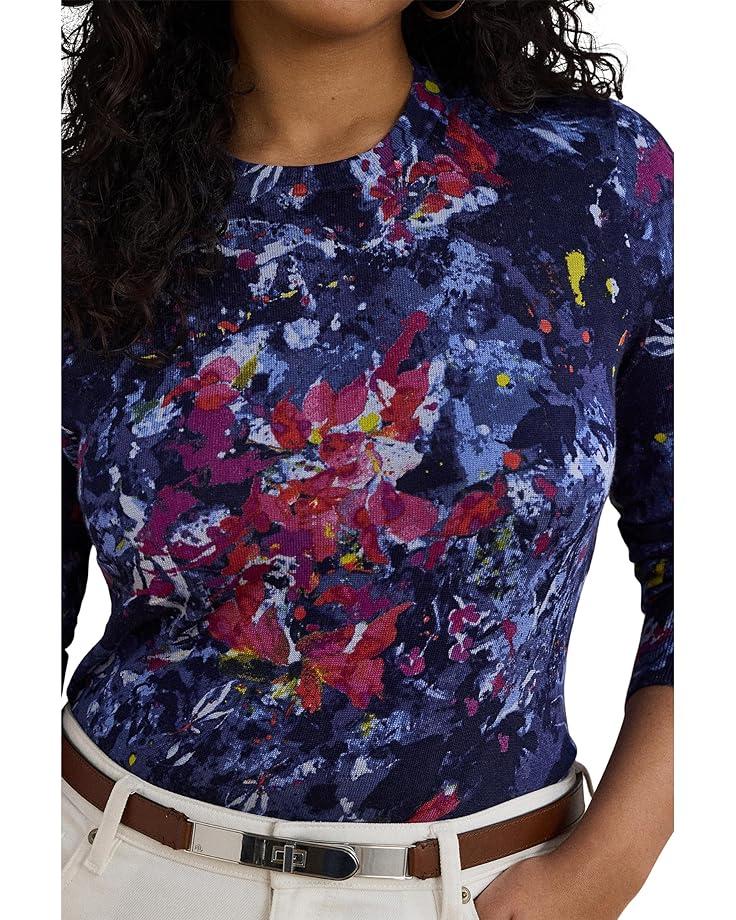 Print Cotton-blend Short-sleeve Sweater Product Image