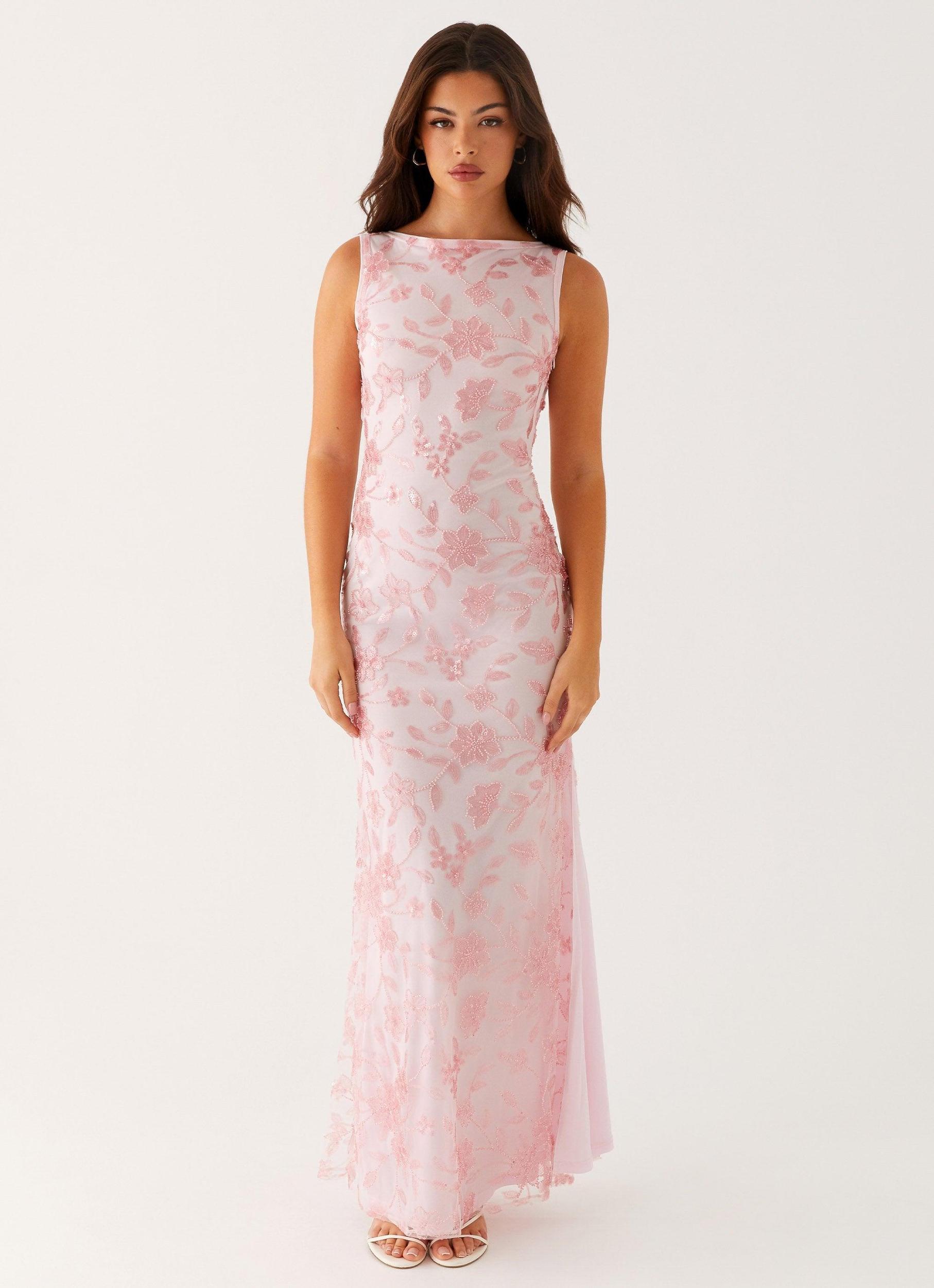 Moorey High Neck Maxi Dress - Pink Product Image