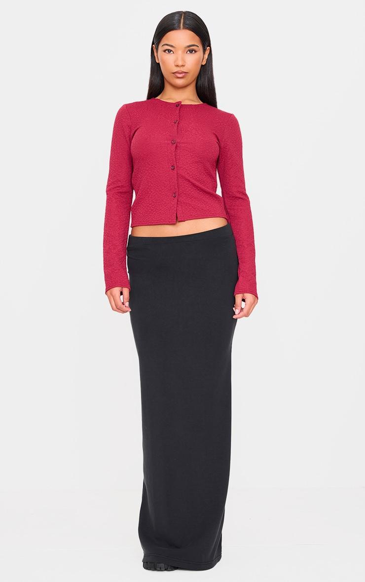 Black Premium Soft Touch Low Waist Maxi Skirt  Product Image