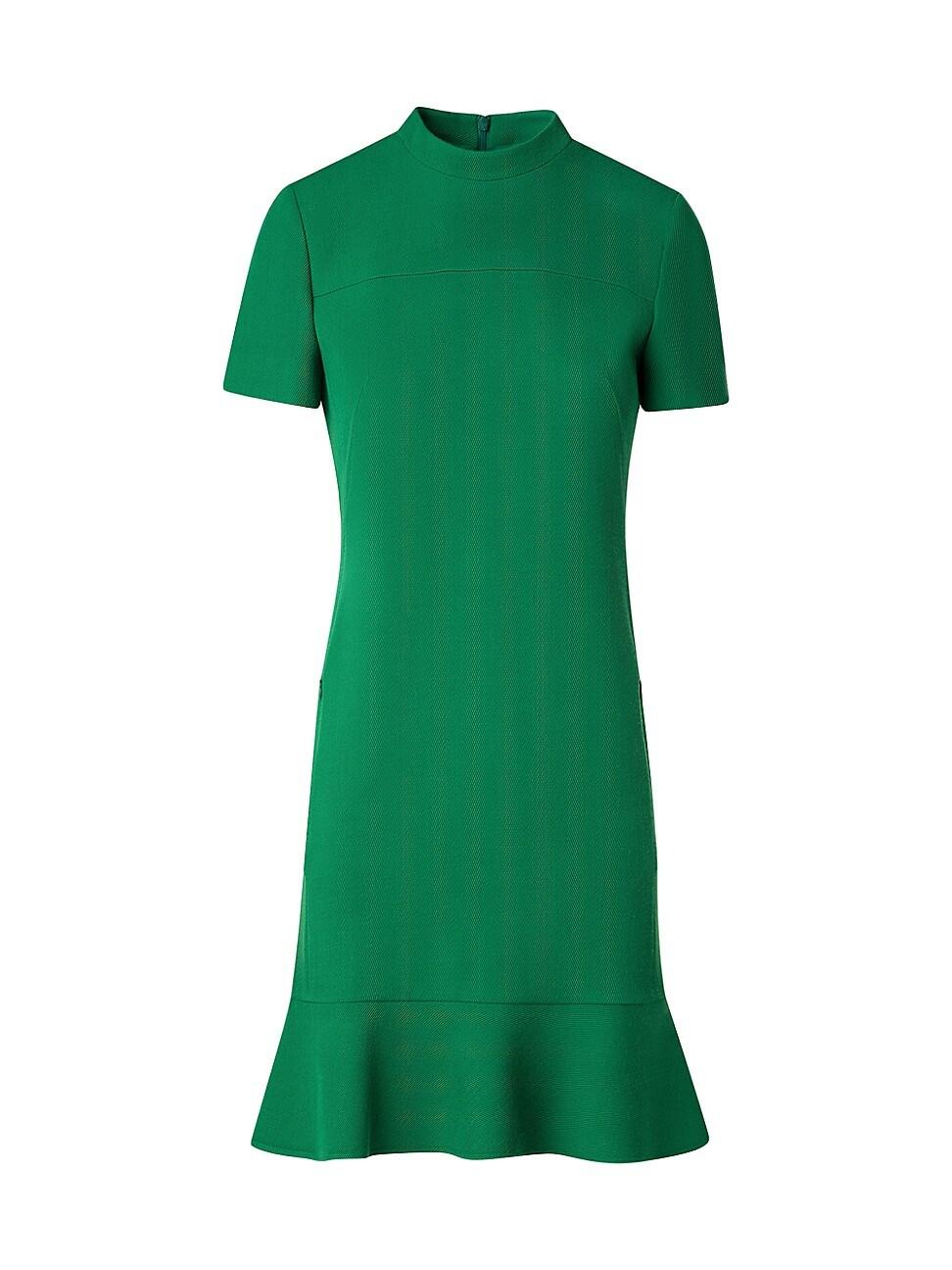 Womens Wool Tricotine Ruffled-Hem Dress Product Image
