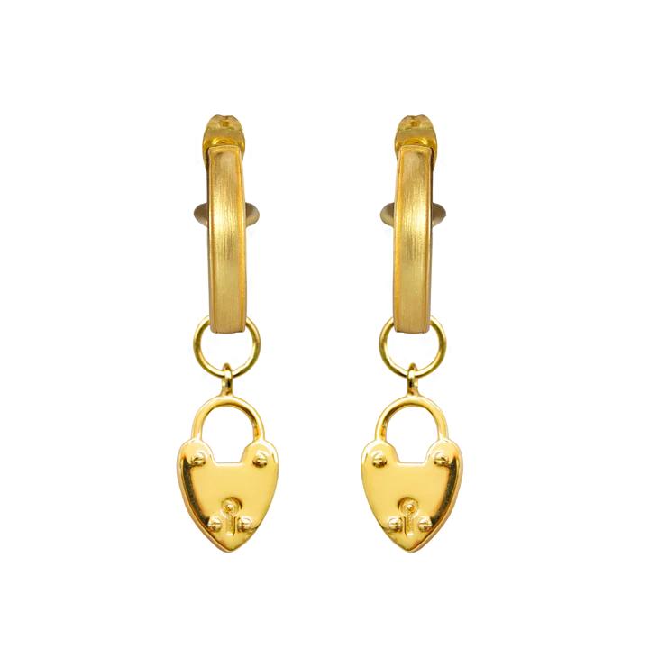 Mountain and Moon | Heart Mini Hoops Gold Product Image