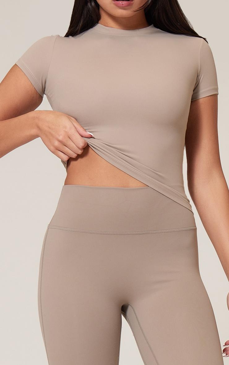 Pale Khaki Snatched Sculpt Short Sleeve T Shirt Product Image