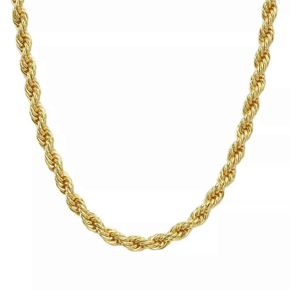 Men's 14k Gold Plated Rope Chain Necklace, Size: 16", Gold Tone Product Image