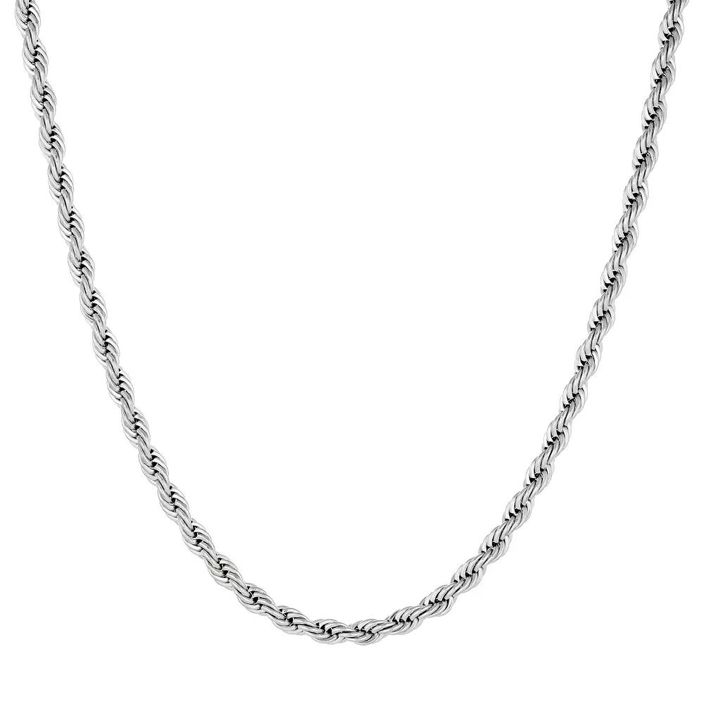 Mens LYNX Stainless Steel Rope Chain Necklace Product Image