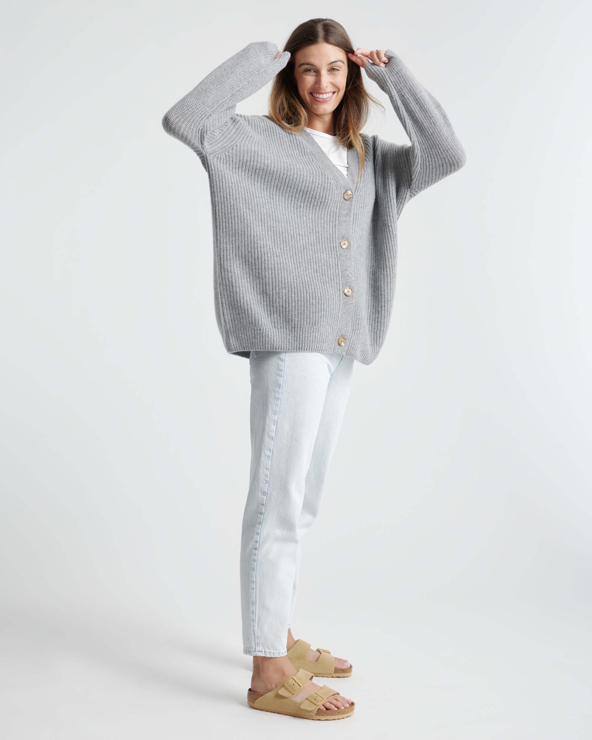 Quince | Women's Mongolian Spring Cashmere OverSized Boyfriend Cardigan Sweater Product Image