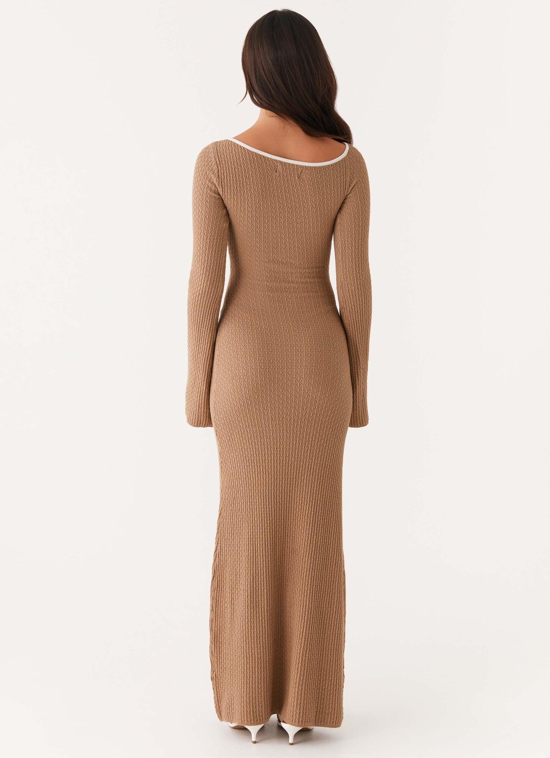 Hilary Crochet Maxi Dress - Tan Product Image