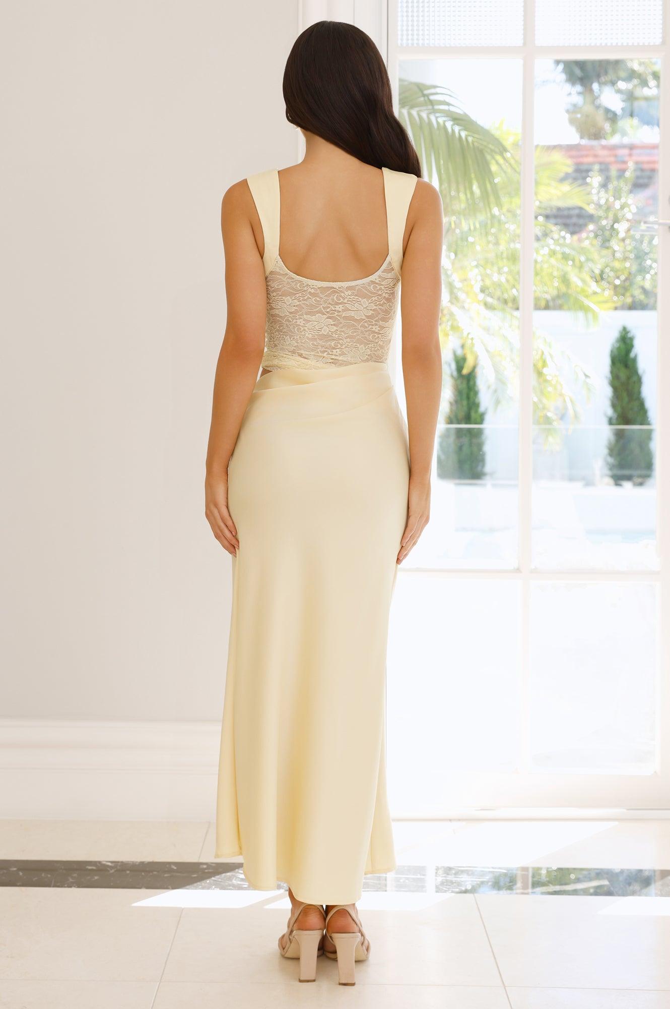 Daydream Daze Lace Maxi Dress Yellow Product Image