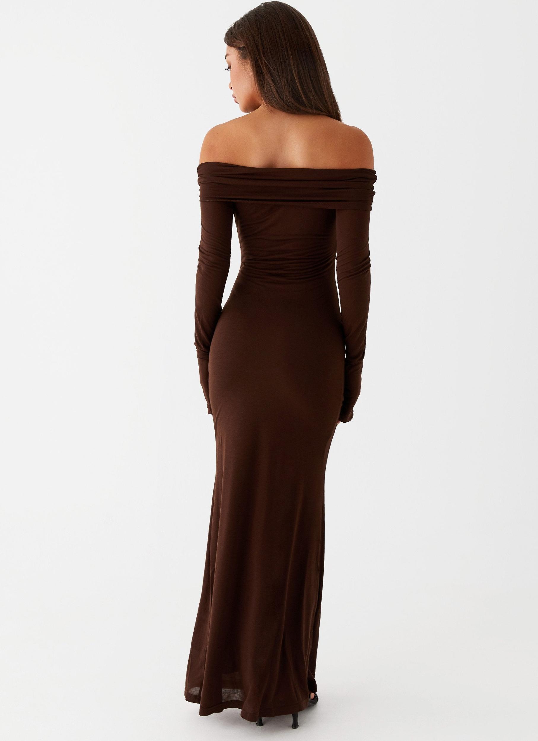 Cocoa Long Sleeve Maxi Dress - Chocolate Product Image