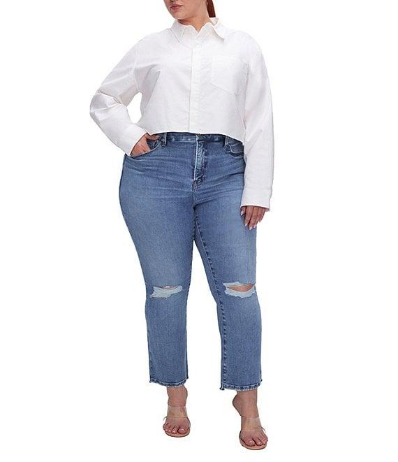 Good American Good Legs Plus Mid Rise Cropped Mini Boot Jeans Product Image