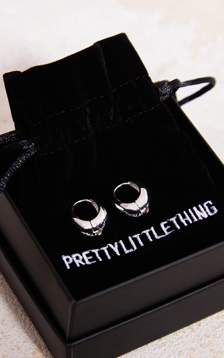 Silver Plated Drop Huggie Hoop Earrings Product Image