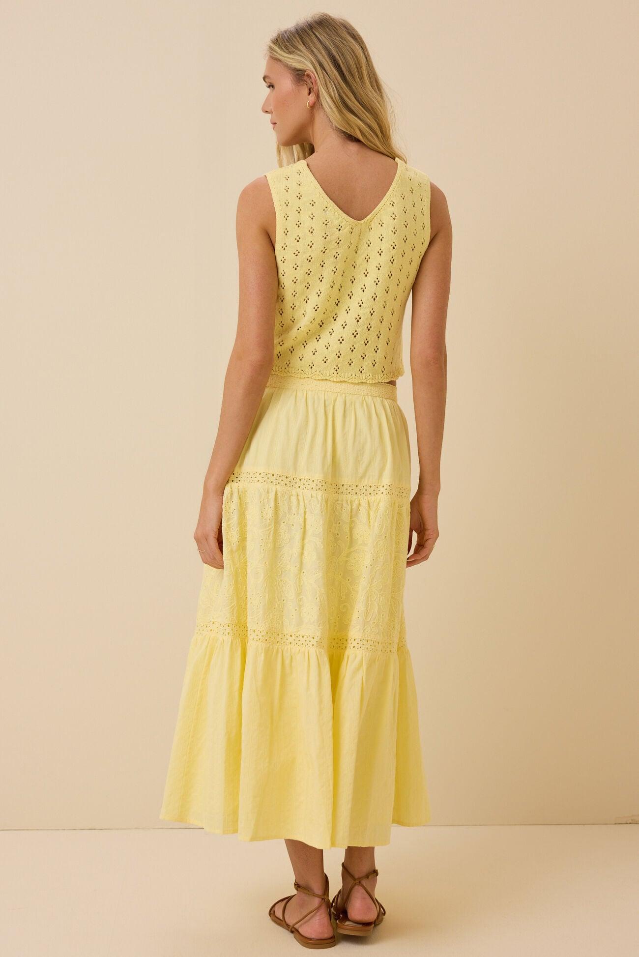 Ada Pointelle Pearl Button Sleeveless Cardigan Product Image