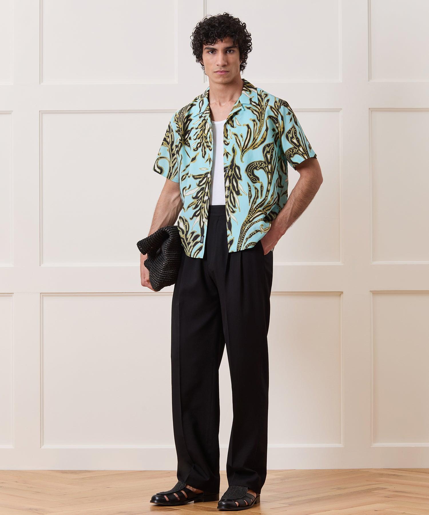 Cropped Silk-Cotton Camp Collar Shirt Product Image