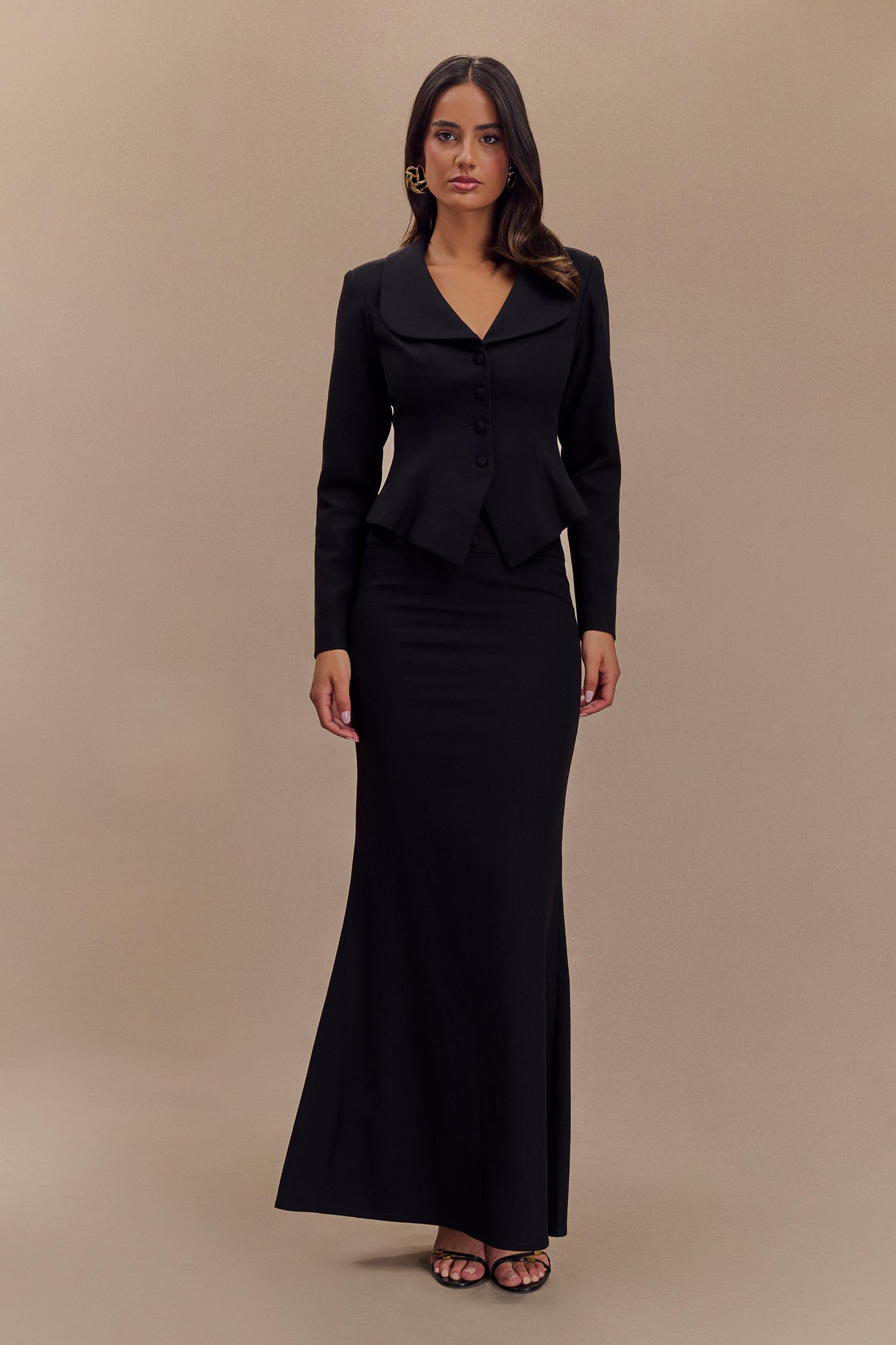 Gracia Suiting Long Sleeve Blazer - Black Product Image