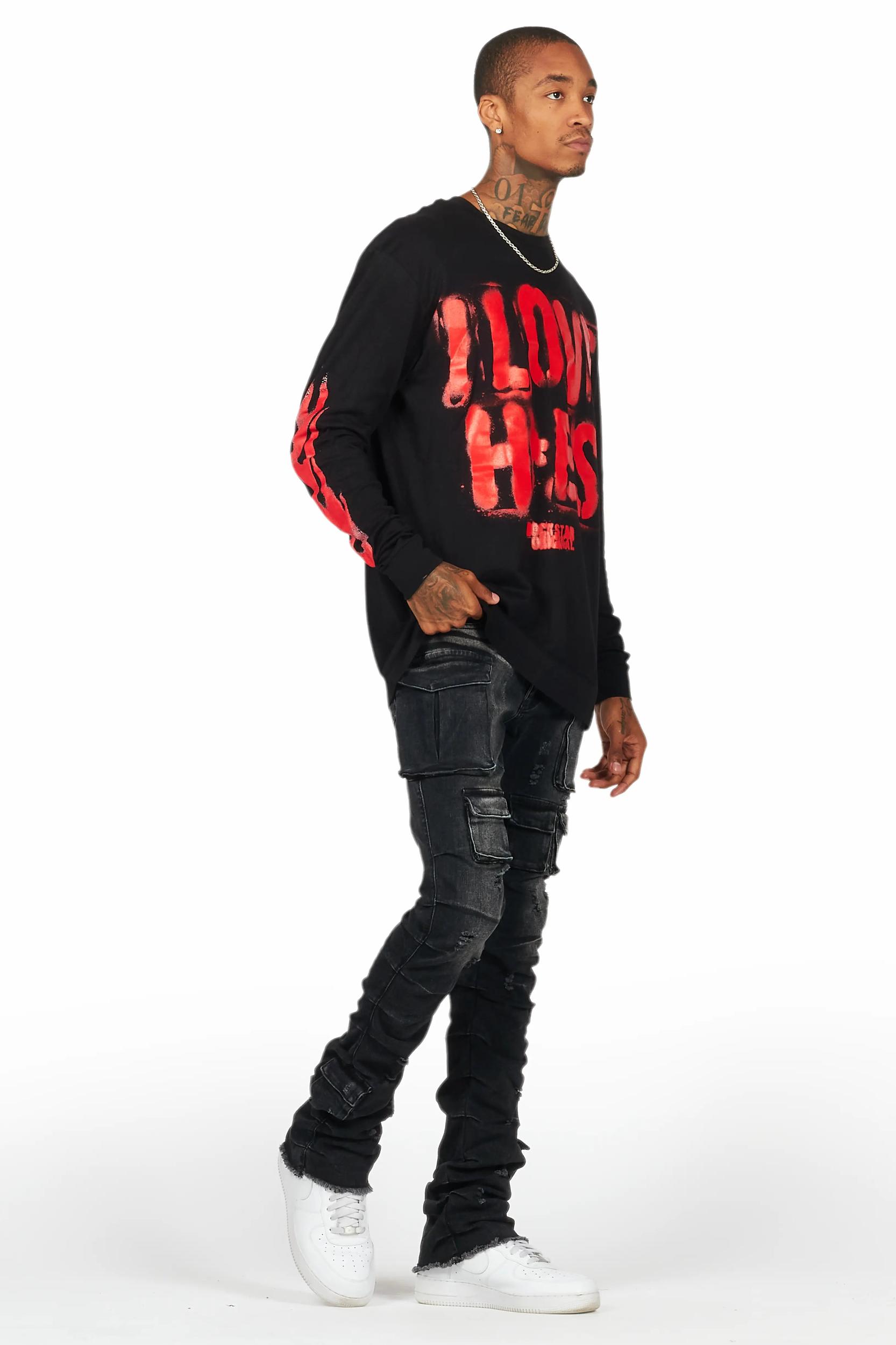 Gentry Dark Grey Wash Stacked Flare Jean Male Product Image