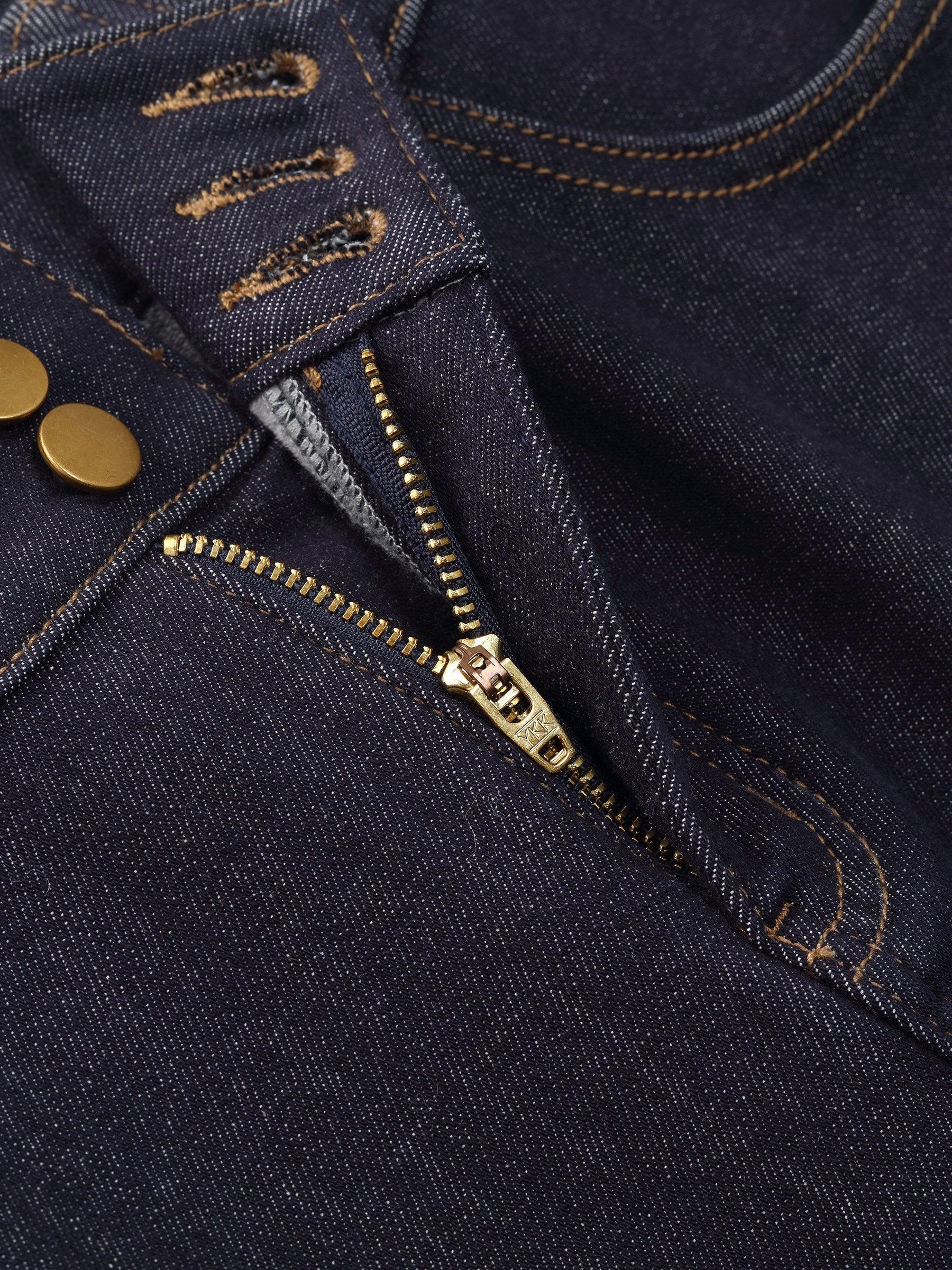 Denim High-Waisted Stretch Fleece Lined Women Micro-Flared Jeans Product Image