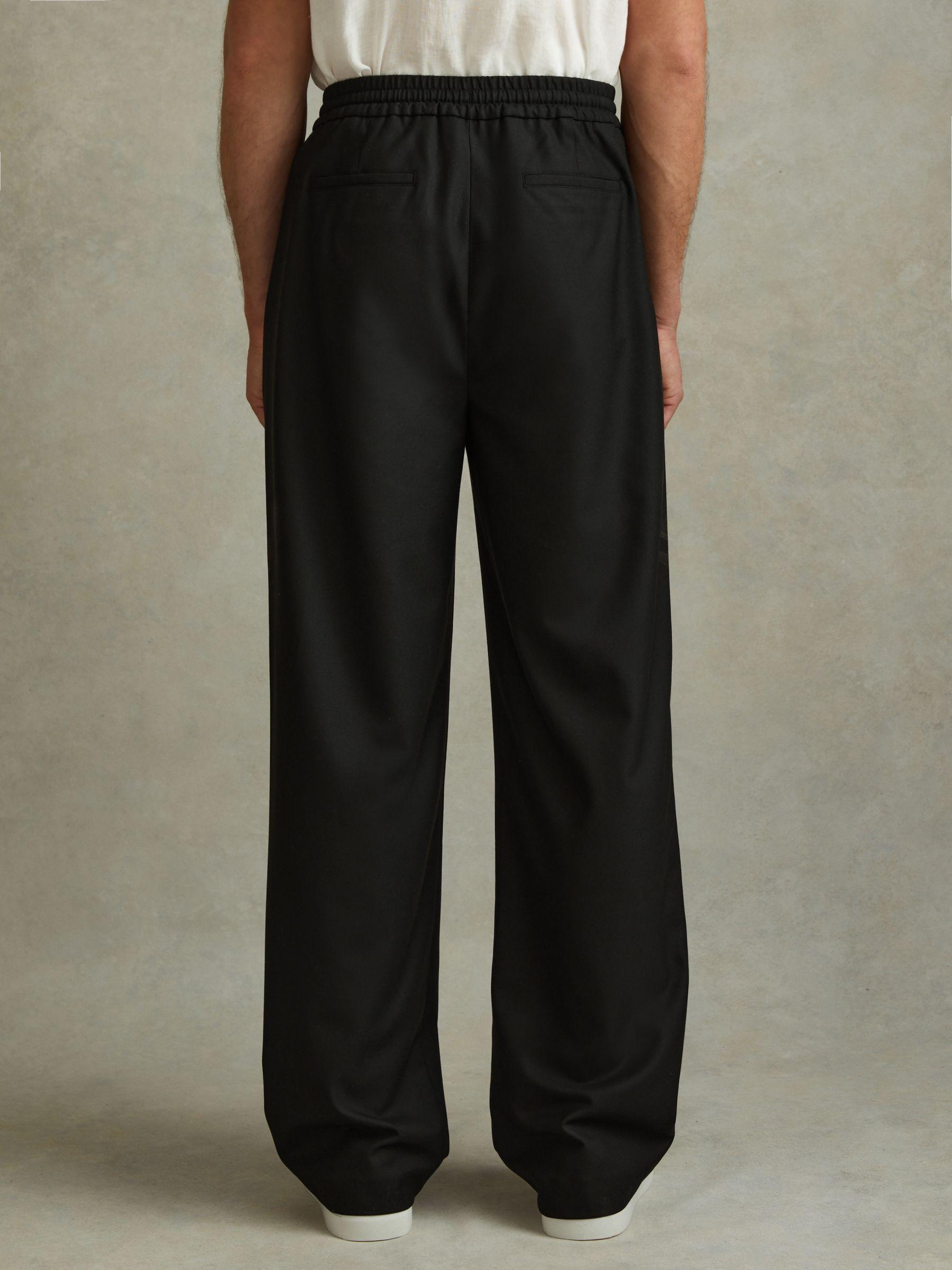 Relaxed Twill Drawstring Trousers in Black Product Image