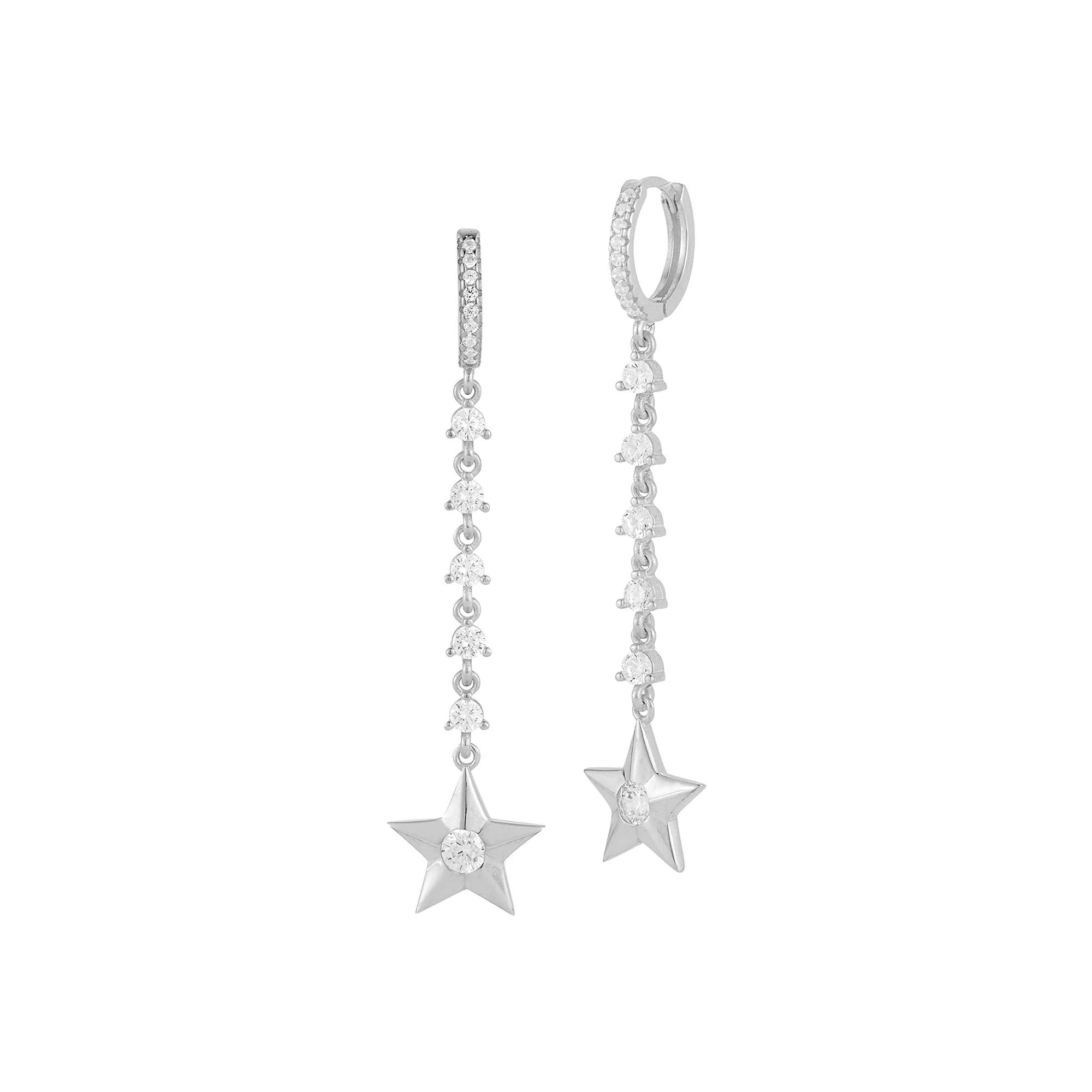 Sunkissed Sterling Cubic Zirconia Star Drop Earrings, Women's, Silver Tone Product Image