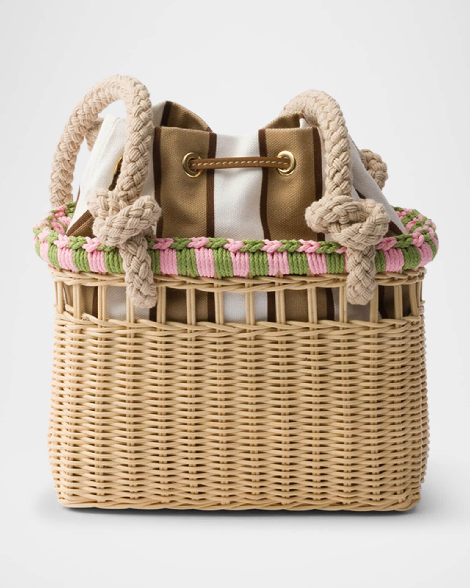 Rattan Basket Drawstring Mini Shoulder Bag Product Image