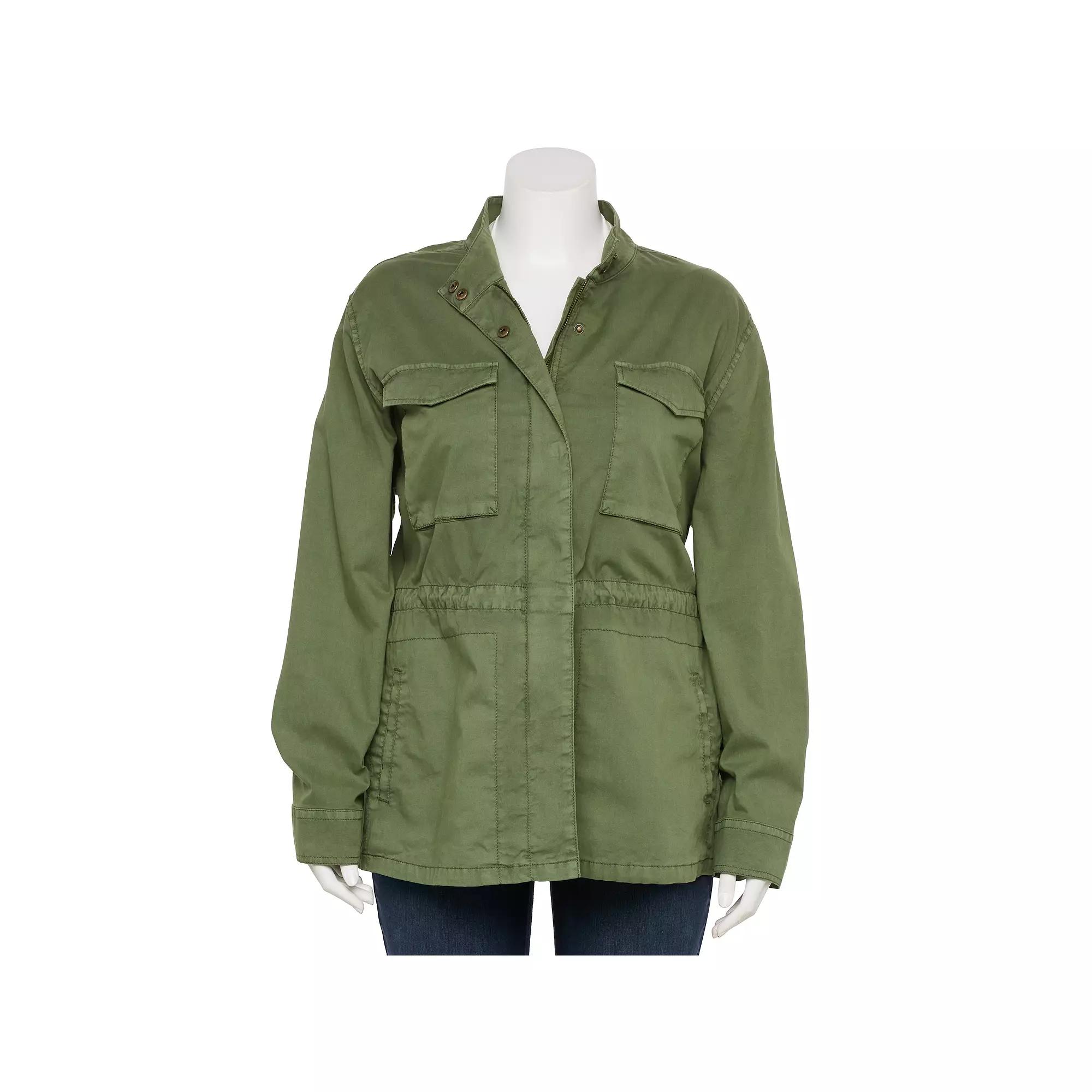 Plus Size Sonoma Goods For Life® Patch Pocket Utility Jacket, Women's, Size: 0X, Manolo Green Product Image