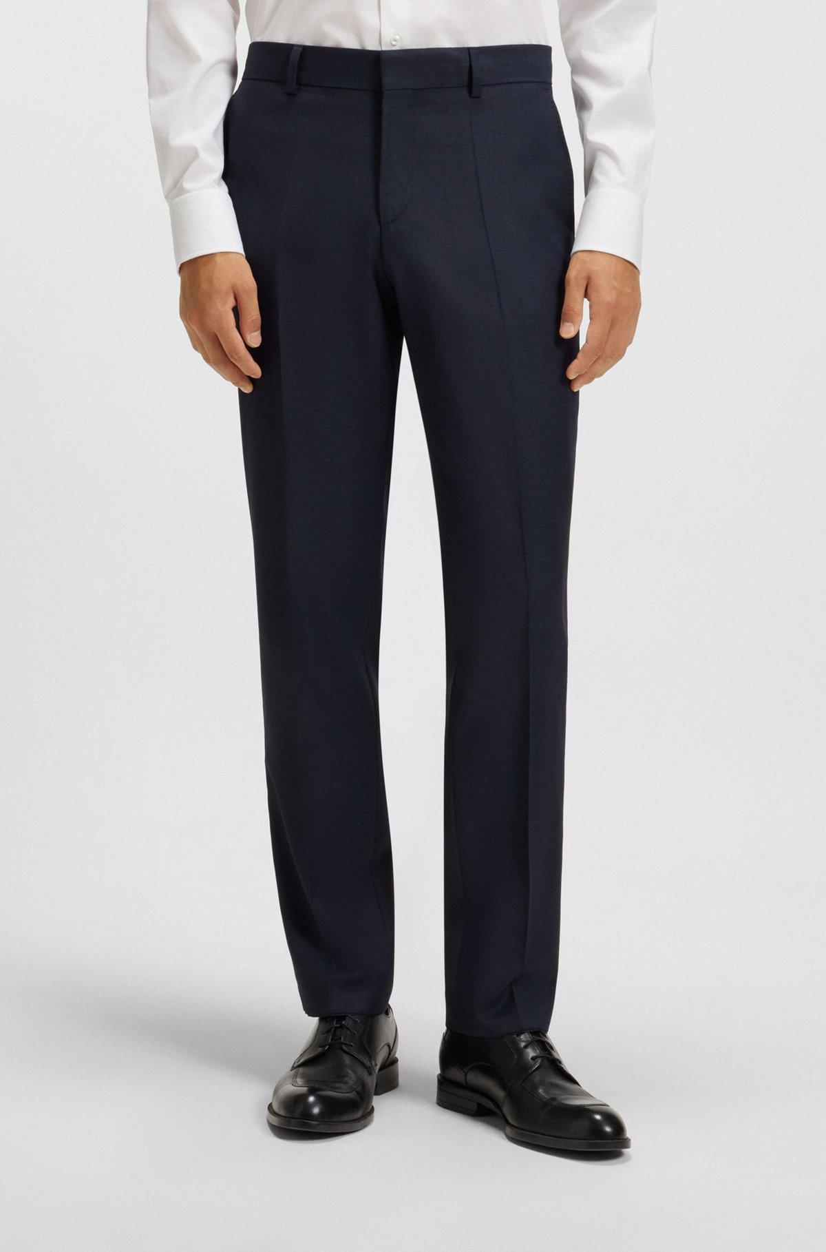 Regular-fit suit in micro-patterned virgin wool Product Image