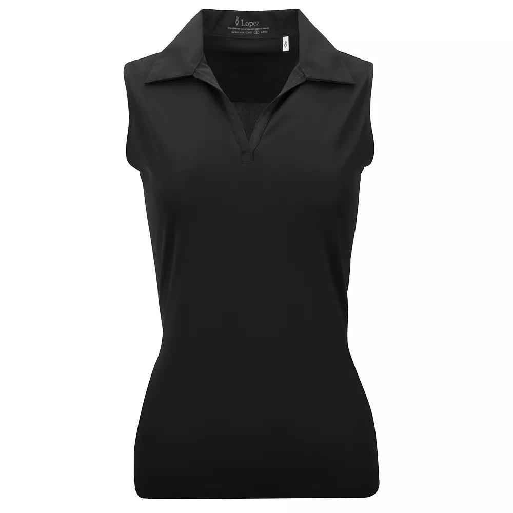 Plus Size Nancy Lopez Sleeveless Polo, Women's, Size: 3XL, Black Product Image