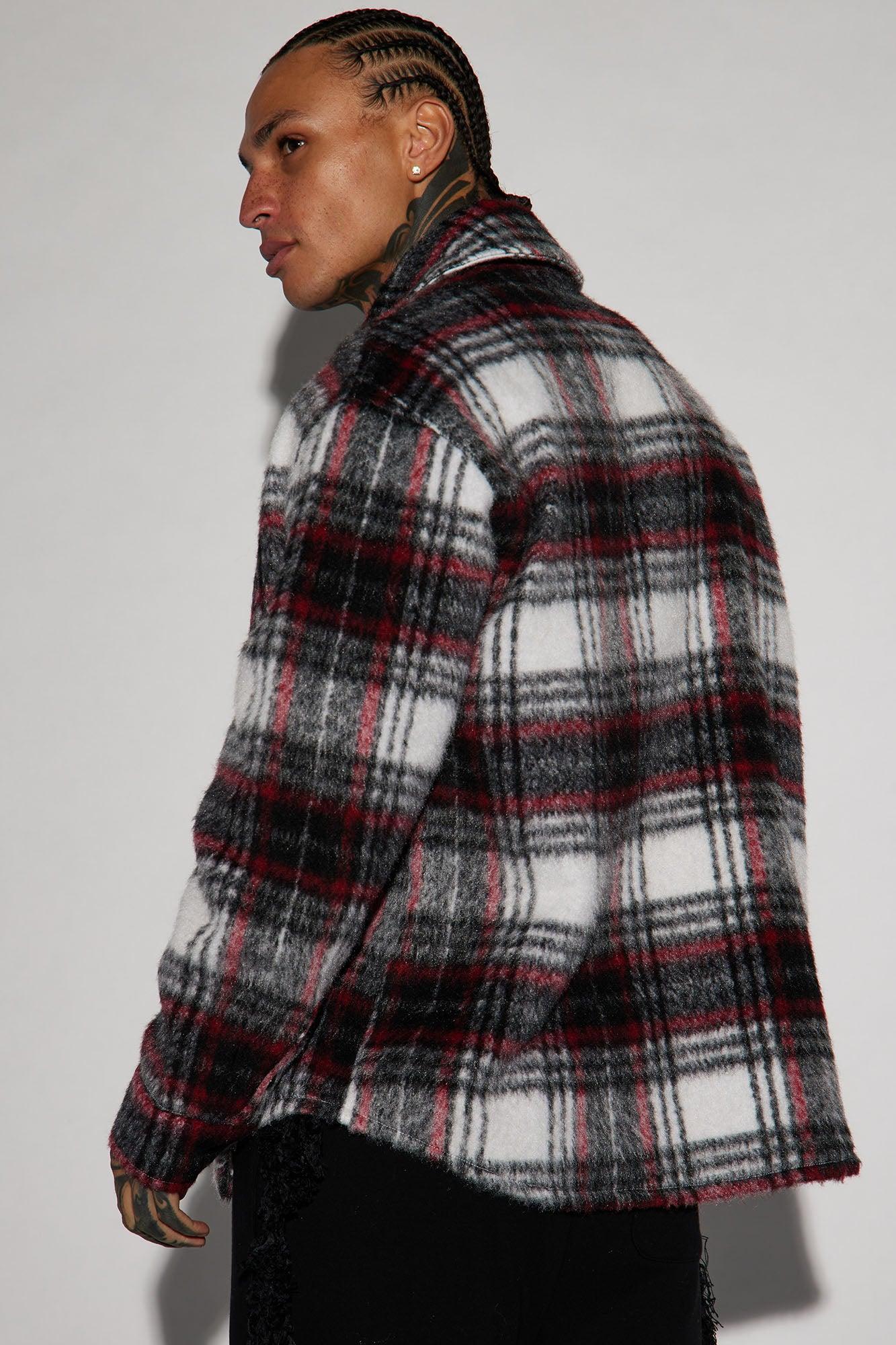 Move Up Plaid Shacket - Red/combo Product Image