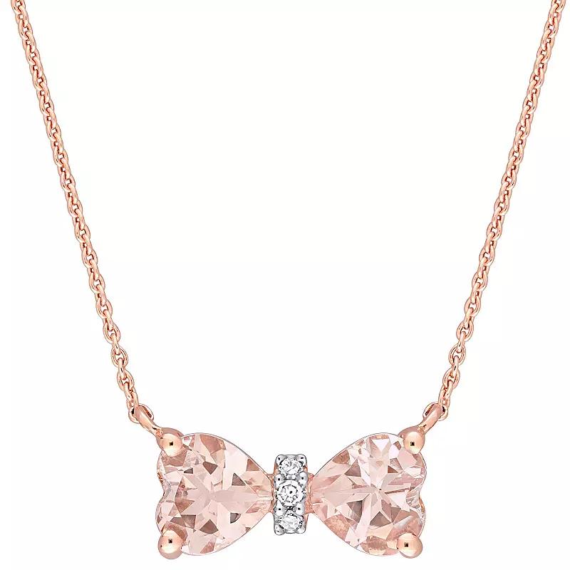 Stella Grace 10k Rose Gold Morganite & Diamond Accent Bow Necklace, Womens 10k Rsgold Product Image