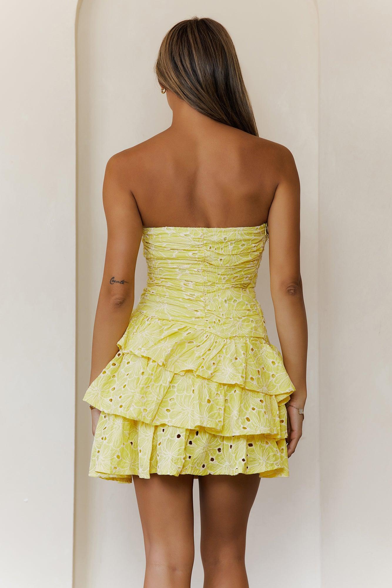 Softly Iconic Strapless Mini Dress Yellow Product Image
