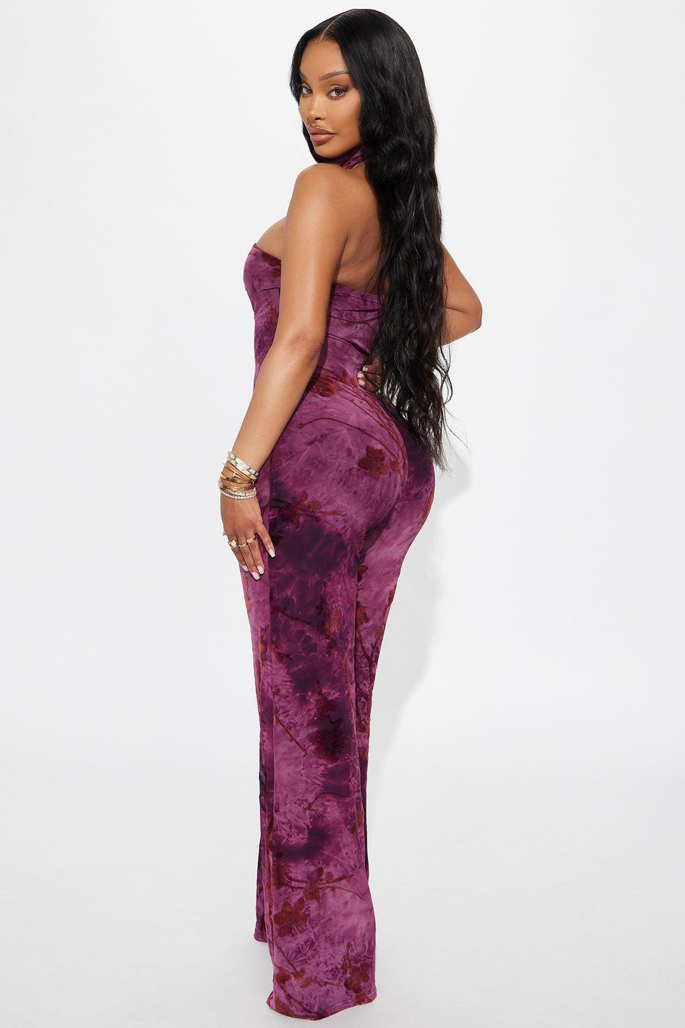 Serving Looks Mesh Jumpsuit - Burgundy Female Product Image