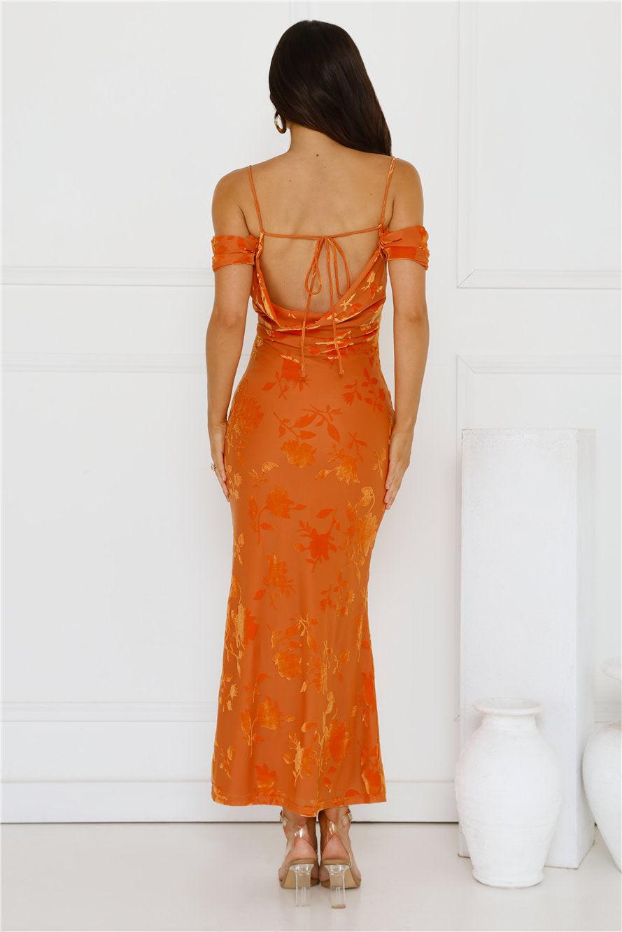 Good Fun Off Shoulder Maxi Dress Orange Product Image