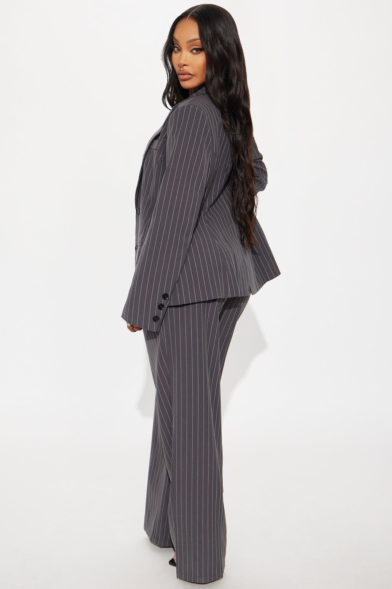 Angie Pinstripe Trouser - Charcoal Female Product Image