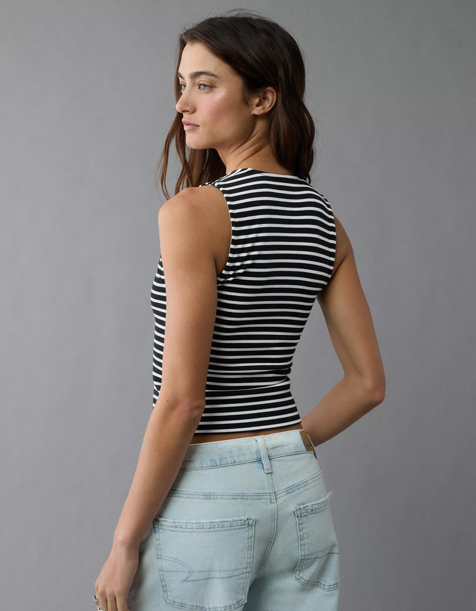 AE Sleeveless Square Neck Striped Top Product Image