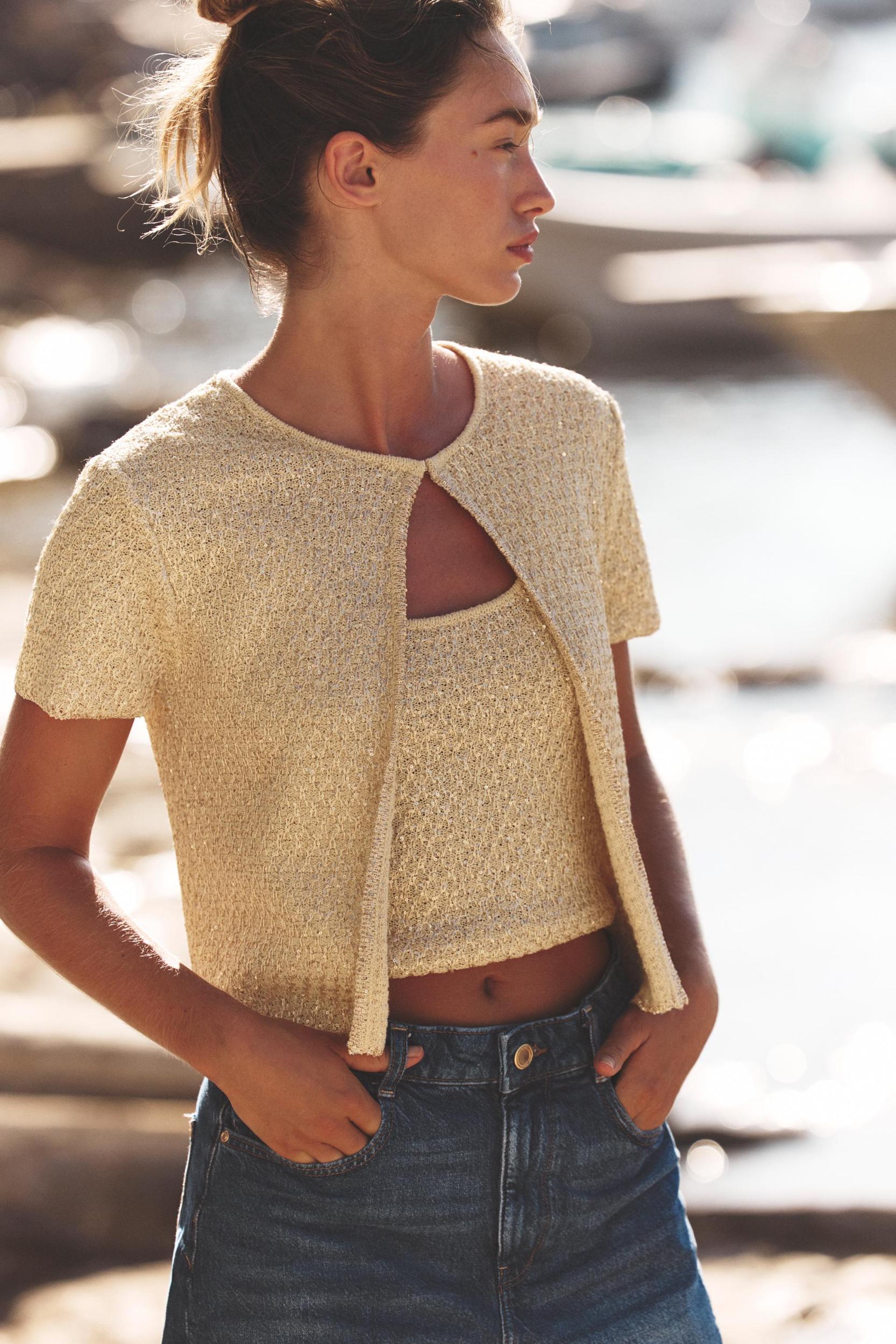 SEQUIN KNIT CARDIGAN Product Image