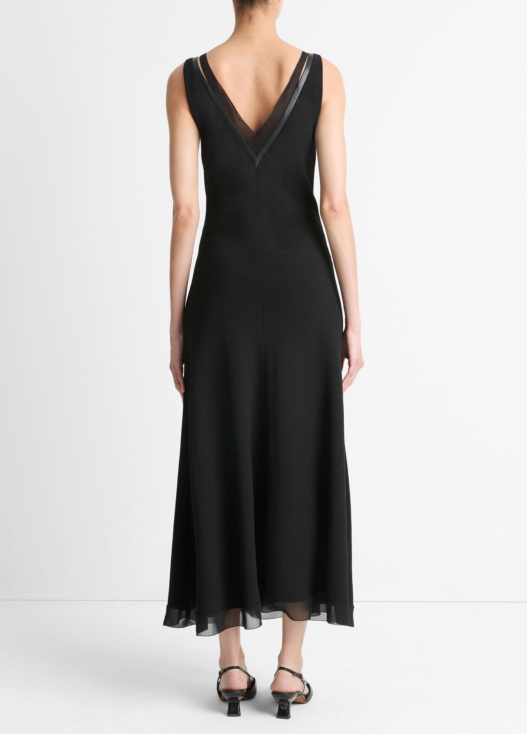 Womens Chiffon And Faux-Leather Layered Slip Dress Vince Product Image