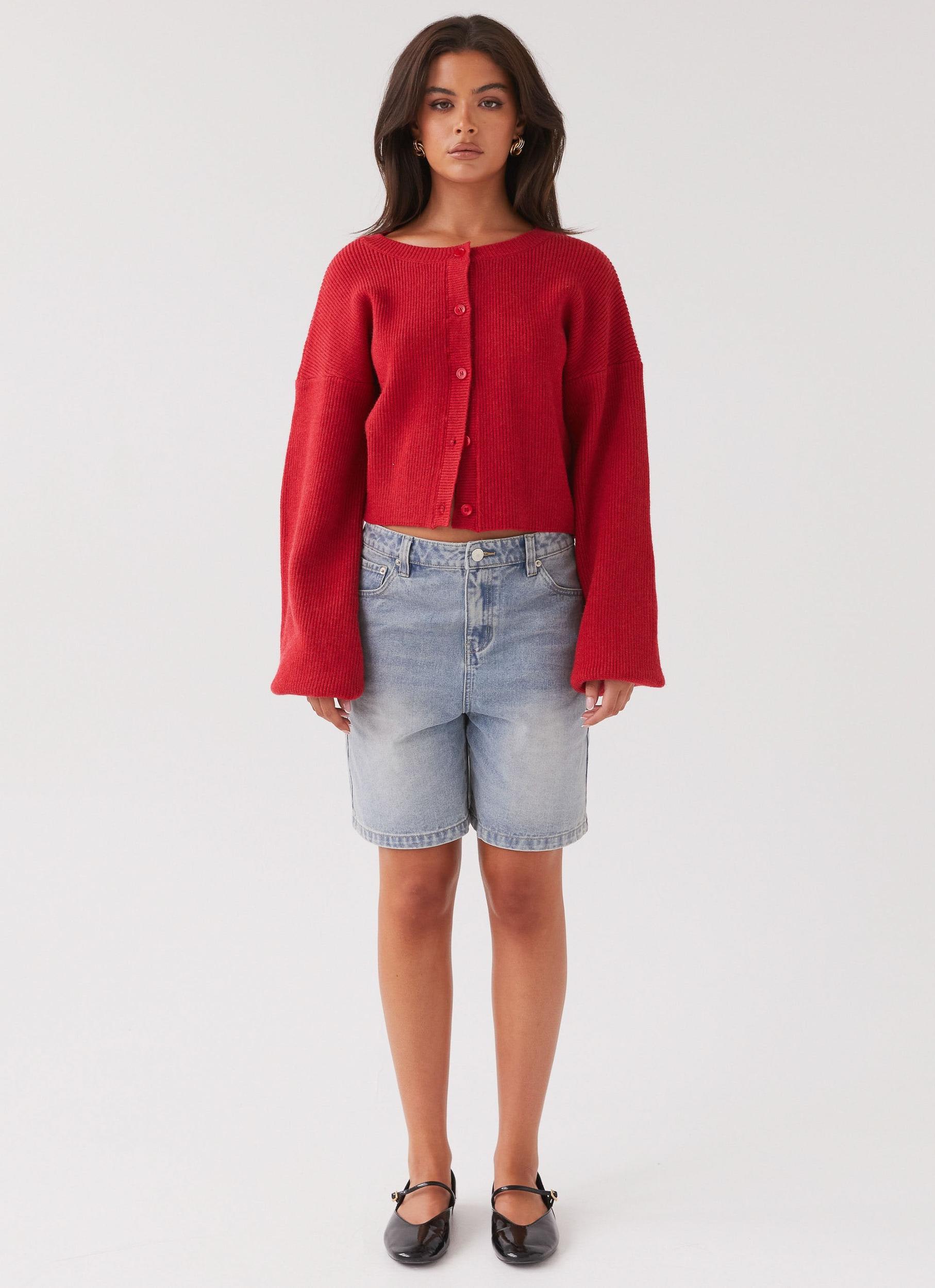 Daphne Knit Cardigan - Cherry Product Image