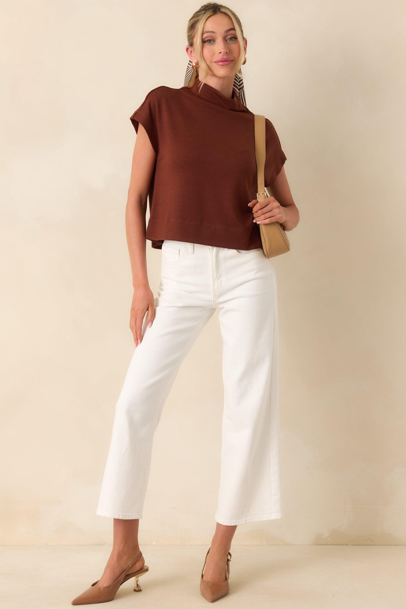 Into The Clouds White Cropped Wide Leg Jeans Product Image
