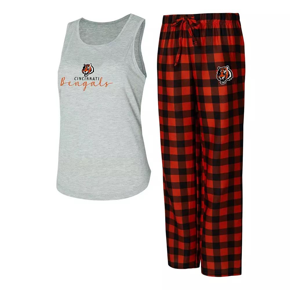 Women's Concepts Sport Gray/Orange Cincinnati Bengals Petition Tank Top and Pants Sleep Set, Size: Large, Grey Product Image
