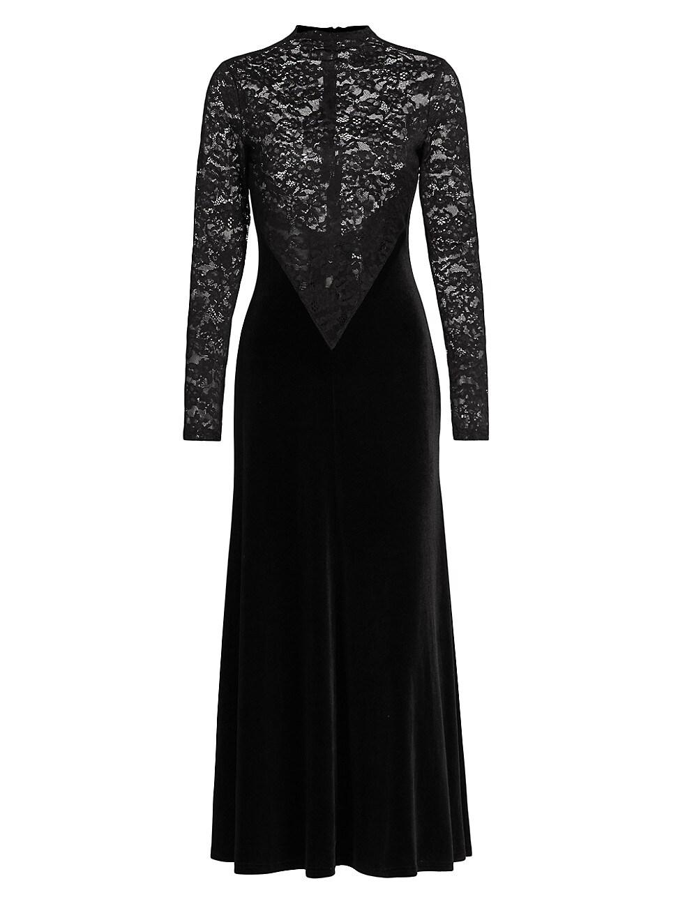 Womens Martha Velvet-Lace Long-Sleeve Maxi Dress Product Image