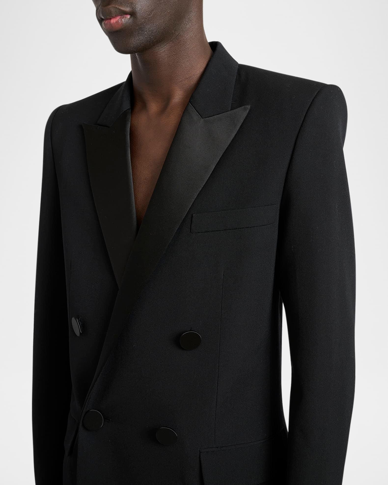 Men's Satin Peak Lapel Double-Breasted Blazer Jacket Product Image
