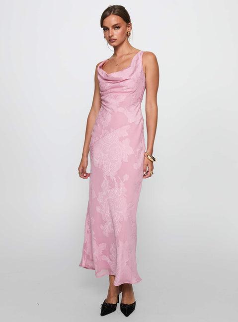 Brietta Cowl Maxi Dress Pink Product Image