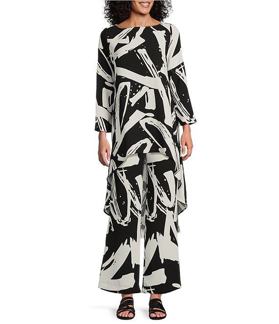 IC Collection Woven Abstract Print Elastic Waist Pull-On Pants Product Image