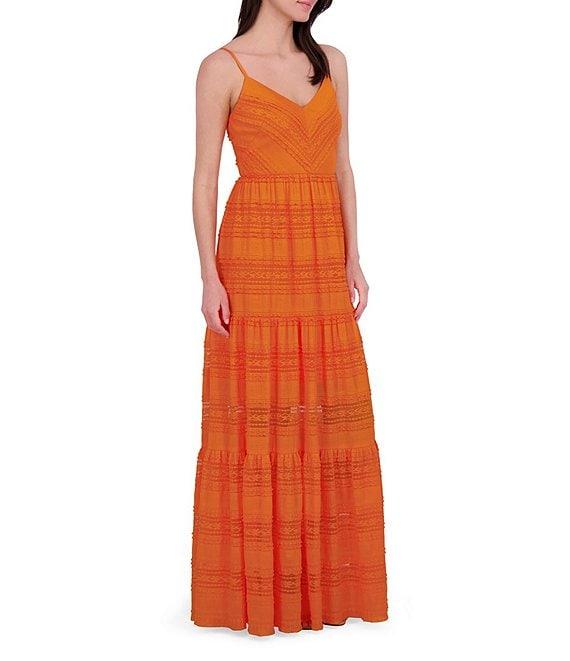 Eliza J Lace V-Neck Sleeveless Tiered Maxi Dress Product Image