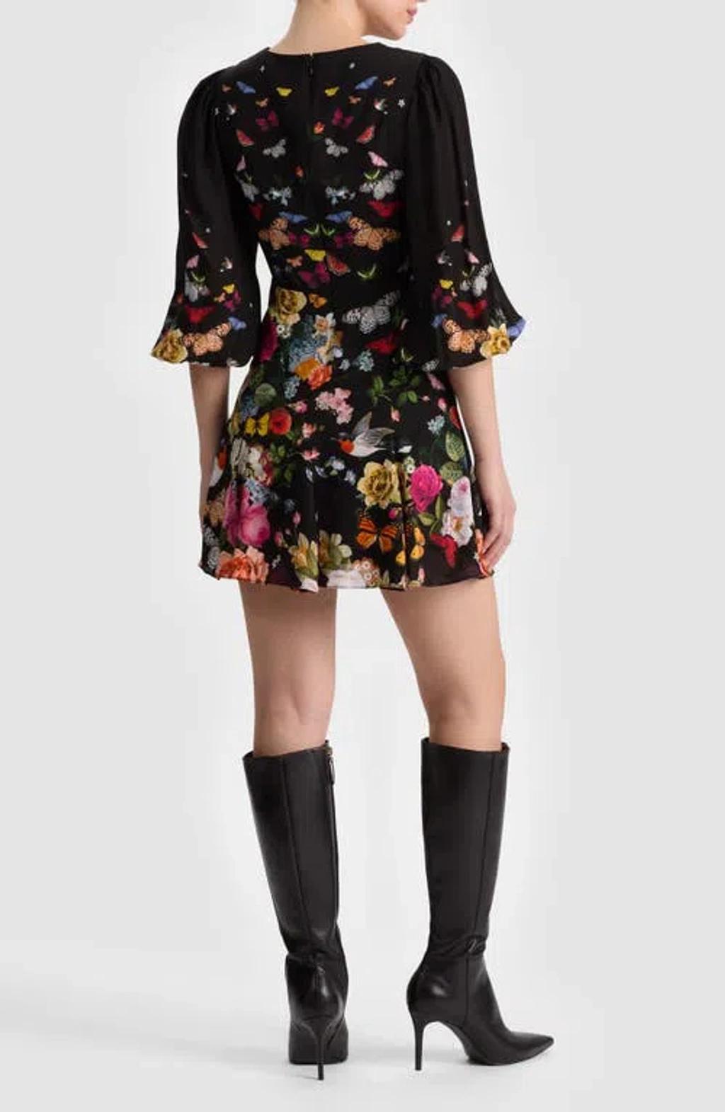 ALICE AND OLIVIA Irene Mini Dress Solar Strength Black In Multi Product Image