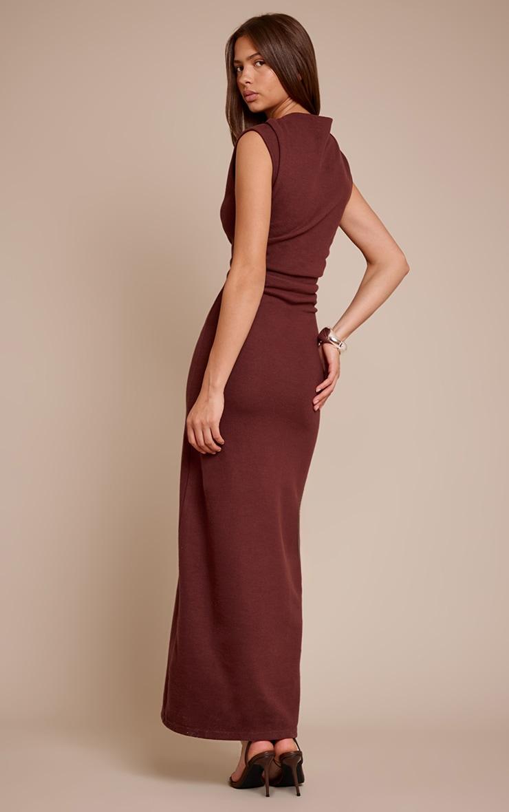 Chocolate Soft Brushed Boat Neck Maxi Dress Product Image