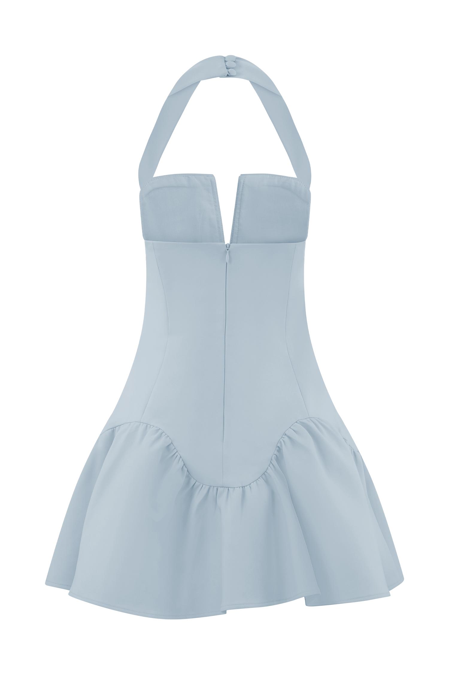 Calipso Halter Mini Dress - Cornflower Blue Product Image