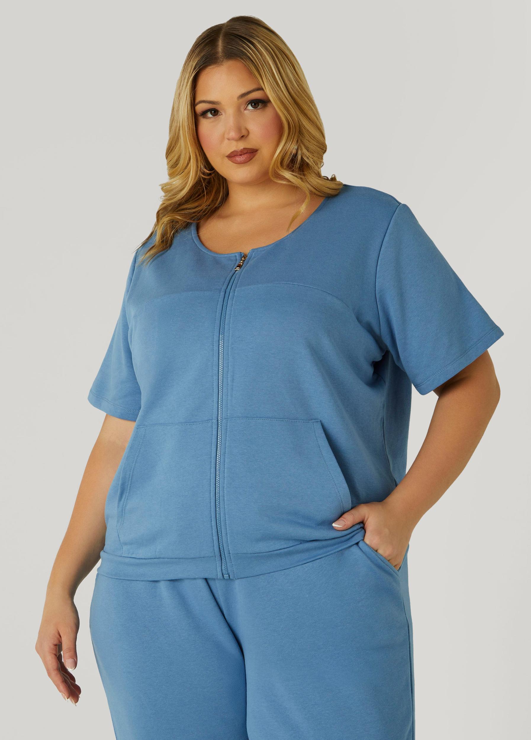 Plus Size French Terry Zip Front Jacket Ashley Stewart Product Image