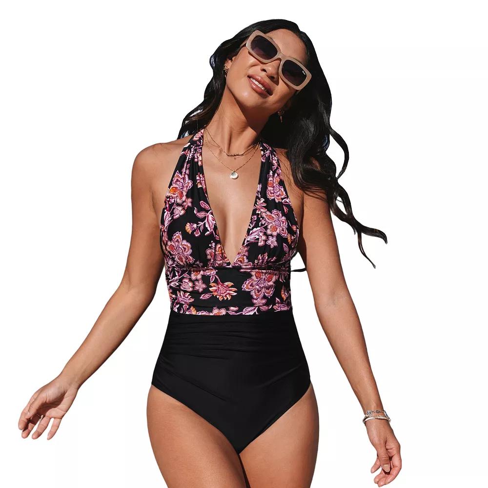 Women's Cupshe Plunging Halterneck Tummy Control One-Piece Swimsuit,  Product Image